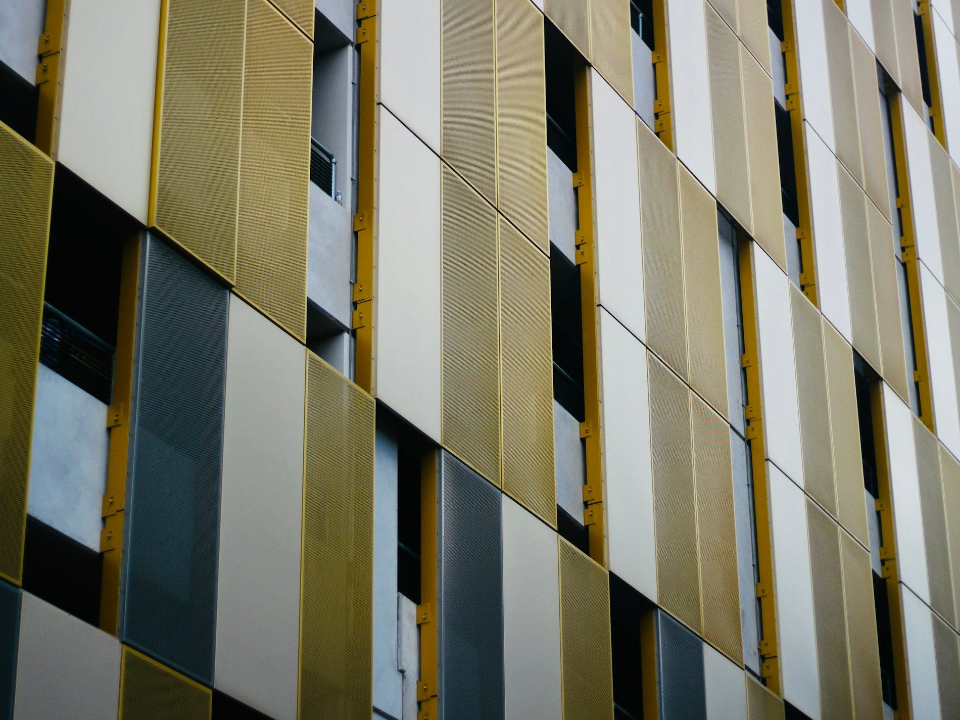 a close up of a building with many windows