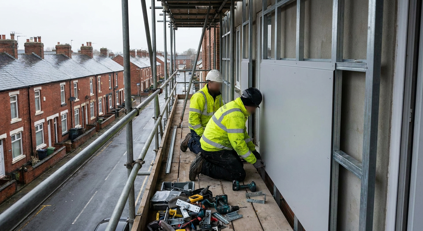 fitting cladding to high rise building uk